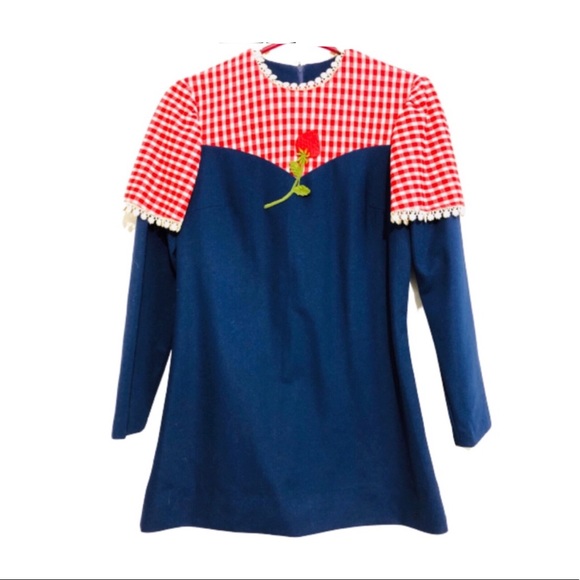 Vintage Dresses & Skirts - NWT 70s Vintage Mini Dress Strawberry Detail Sz S